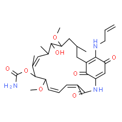ChemSpider 2D Image | 19-(Allylamino)-13-hydroxy-8,14-dimethoxy-4,10,12,16-tetramethyl-3,20,22-trioxo-2-azabicyclo[16.3.1]docosa-1(21),4,6,10,18-pentaen-9-yl carbamate | C31H43N3O8