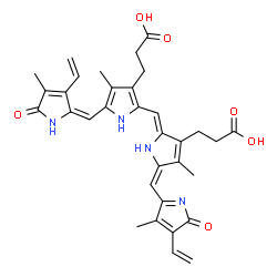 ChemSpider 2D Image | 3-[2-[(Z)-[(5E)-3-(2-carboxyethyl)-4-methyl-5-[(3-methyl-5-oxo-4-vinyl-pyrrol-2-yl)methylene]pyrrol-2-ylidene]methyl]-4-methyl-5-[(E)-(4-methyl-5-oxo-3-vinyl-pyrrol-2-ylidene)methyl]-1H-pyrrol-3-yl]propanoic acid | C33H34N4O6