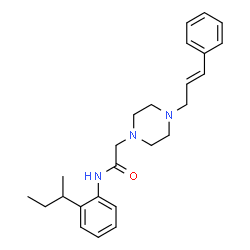 ChemSpider 2D Image | N-(2-sec-Butylphenyl)-2-{4-[(2E)-3-phenyl-2-propen-1-yl]-1-piperazinyl}acetamide | C25H33N3O