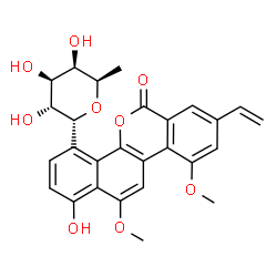 ChemSpider 2D Image | (1R)-1,5-Anhydro-6-deoxy-1-(1-hydroxy-10,12-dimethoxy-6-oxo-8-vinyl-6H-dibenzo[c,h]chromen-4-yl)-D-galactitol | C27H26O9