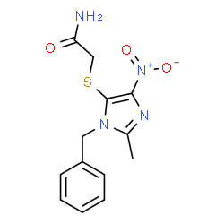 ChemSpider 2D Image | 2-[(1-Benzyl-2-methyl-4-nitro-1H-imidazol-5-yl)sulfanyl]acetamide | C13H14N4O3S