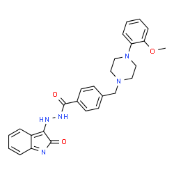 ChemSpider 2D Image | 4-{[4-(2-Methoxyphenyl)-1-piperazinyl]methyl}-N'-(2-oxo-2H-indol-3-yl)benzohydrazide | C27H27N5O3