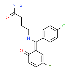 ChemSpider 2D Image | 4-{[(Z)-(4-Chlorophenyl)(3-fluoro-6-oxo-2,4-cyclohexadien-1-ylidene)methyl]amino}butanamide | C17H16ClFN2O2