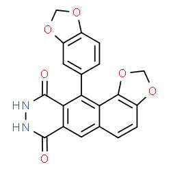 ChemSpider 2D Image | 11-(1,3-Benzodioxol-5-yl)-8,9-dihydro[1,3]benzodioxolo[4,5-g]phthalazine-7,10-dione | C20H12N2O6