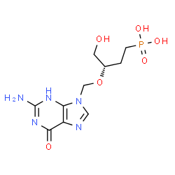 ChemSpider 2D Image | {(3S)-3-[(2-Amino-6-oxo-3,6-dihydro-9H-purin-9-yl)methoxy]-4-hydroxybutyl}phosphonic acid | C10H16N5O6P