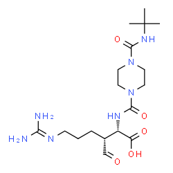 ChemSpider 2D Image | (3R)-N~6~-(Diaminomethylene)-3-formyl-N~2~-({4-[(2-methyl-2-propanyl)carbamoyl]-1-piperazinyl}carbonyl)-L-lysine | C18H33N7O5