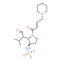 ChemSpider 2D Image | N-[2-(1-FORMYL-2-METHYL-PROPYL)-1-(4-PIPERIDIN-1-YL-BUT-2-ENOYL)-PYRROLIDIN-3-YL]-METHANESULFONAMIDE | C19H33N3O4S