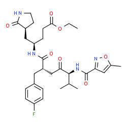 ChemSpider 2D Image | Ethyl (4R)-4-{[(2R,5S)-2-(4-fluorobenzyl)-6-methyl-5-{[(5-methyl-1,2-oxazol-3-yl)carbonyl]amino}-4-oxoheptanoyl]amino}-5-[(3S)-2-oxo-3-pyrrolidinyl]pentanoate | C31H41FN4O7