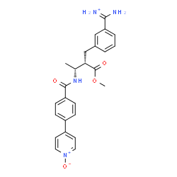 ChemSpider 2D Image | Amino{3-[(2R,3R)-2-(methoxycarbonyl)-3-{[4-(1-oxido-4-pyridinyl)benzoyl]amino}butyl]phenyl}methaniminium | C25H27N4O4