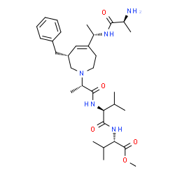 ChemSpider 2D Image | 2-[3-BENZYL-5-(1-ALANYL-AMINOETHYL)-2,3,6,7-TETRAHYDRO-1H-AZEPIN-1-YL]-1-OXOPROPYL-VALINYL-VALINE-METHYLESTER | C32H51N5O5