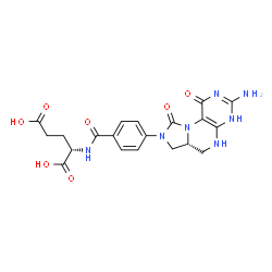 ChemSpider 2D Image | N-{4-[(6aR)-3-Amino-1,9-dioxo-1,4,5,6,6a,7-hexahydroimidazo[1,5-f]pteridin-8(9H)-yl]benzoyl}-L-glutamic acid | C20H21N7O7