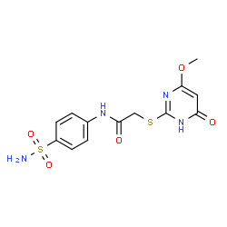 ChemSpider 2D Image | 2-[(4-Methoxy-6-oxo-1,6-dihydro-2-pyrimidinyl)sulfanyl]-N-(4-sulfamoylphenyl)acetamide | C13H14N4O5S2