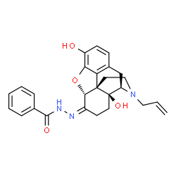 ChemSpider 2D Image | N'-[(5alpha,6Z)-17-Allyl-3,14-dihydroxy-4,5-epoxymorphinan-6-ylidene]benzohydrazide | C26H27N3O4