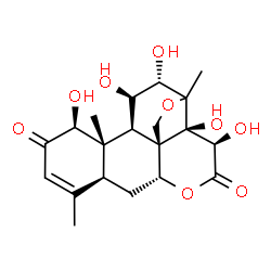 ChemSpider 2D Image | (1beta,11beta,12alpha,13xi,15beta)-1,11,12,14,15-Pentahydroxy-13,20-epoxypicras-3-ene-2,16-dione | C20H26O9