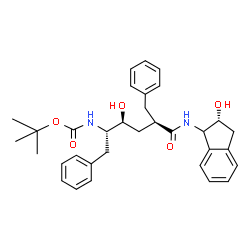 ChemSpider 2D Image | 2-Methyl-2-propanyl [(2S,3S,5R)-5-benzyl-3-hydroxy-6-{[(2R)-2-hydroxy-2,3-dihydro-1H-inden-1-yl]amino}-6-oxo-1-phenyl-2-hexanyl]carbamate | C33H40N2O5