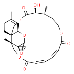 ChemSpider 2D Image | (1'R,2S,3'R,8'R,12'S,13'R,18'Z,20'Z,24'R,25'S)-12'-Hydroxy-5',13',25'-trimethyl-11'H,17'H,22'H-spiro[oxirane-2,26'-[2,10,16,23]tetraoxatetracyclo[22.2.1.0~3,8~.0~8,25~]heptacosa[4,18,20]triene]-11',17
',22'-trione | C27H34O9
