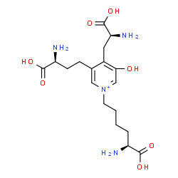 ChemSpider 2D Image | 6-{4-[(2S)-2-Amino-2-carboxyethyl]-3-[(3S)-3-amino-3-carboxypropyl]-5-hydroxy-1-pyridiniumyl}-L-norleucine | C18H29N4O7