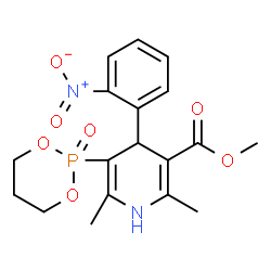 ChemSpider 2D Image | Methyl 2,6-dimethyl-4-(2-nitrophenyl)-5-(2-oxido-1,3,2-dioxaphosphinan-2-yl)-1,4-dihydro-3-pyridinecarboxylate | C18H21N2O7P