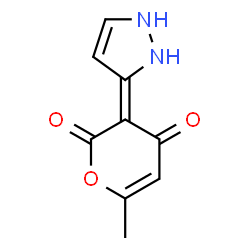 ChemSpider 2D Image | (3E)-3-(1,2-Dihydro-3H-pyrazol-3-ylidene)-6-methyl-2H-pyran-2,4(3H)-dione | C9H8N2O3