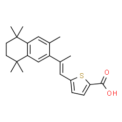 ChemSpider 2D Image | 5-[(1E)-2-(3,5,5,8,8-Pentamethyl-5,6,7,8-tetrahydro-2-naphthalenyl)-1-propen-1-yl]-2-thiophenecarboxylic acid | C23H28O2S