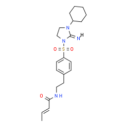 ChemSpider 2D Image | (2E)-N-[2-(4-{[(2E)-3-Cyclohexyl-2-imino-1-imidazolidinyl]sulfonyl}phenyl)ethyl]-2-butenamide | C21H30N4O3S