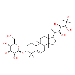ChemSpider 2D Image | (8xi,13xi,14xi,17xi,22S,23R,24R)-22,23,24,25-Tetrahydroxy-9,10,14-trimethyl-4,9-cyclo-9,10-secocholest-5-en-1-yl beta-D-allopyranoside | C36H62O10