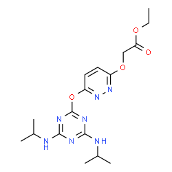 ChemSpider 2D Image | Ethyl [(6-{[4,6-bis(isopropylamino)-1,3,5-triazin-2-yl]oxy}-3-pyridazinyl)oxy]acetate | C17H25N7O4
