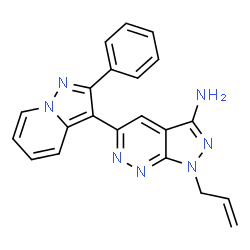 ChemSpider 2D Image | 1-Allyl-5-(2-phenylpyrazolo[1,5-a]pyridin-3-yl)-1H-pyrazolo[3,4-c]pyridazin-3-amine | C21H17N7