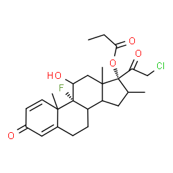 ChemSpider 2D Image | (8xi,10xi,13xi,14xi)-21-chloro-9-fluoro-11-hydroxy-16-methyl-3,20-dioxopregna-1,4-dien-17-yl propanoate | C25H32ClFO5