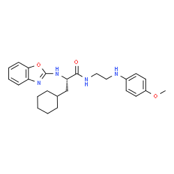 ChemSpider 2D Image | N~2~-1,3-Benzoxazol-2-yl-3-cyclohexyl-N-{2-[(4-methoxyphenyl)amino]ethyl}-L-alaninamide | C25H32N4O3