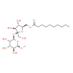 ChemSpider 2D Image | ((2R,3S,4S,5S)-3,4-DIHYDROXY-5-(HYDROXYMETHYL)-5-((2R,3S,4S,5S,6R)-3,4,5-TRIHYDROXY-6-METHOXY-TETRAHYDRO-2H-PYRAN-2-YLOXY)-TETRAHYDROFURAN-2-YL)METHYL NONANOATE | C22H40O12