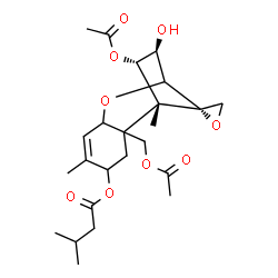 ChemSpider 2D Image | (3beta,4alpha,5alpha,6xi,11xi)-4,15-Diacetoxy-3-hydroxy-12,13-epoxytrichothec-9-en-8-yl 3-methylbutanoate | C24H34O9