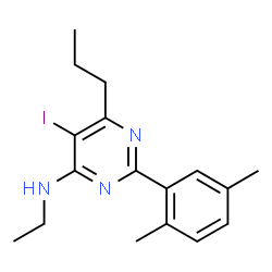 ChemSpider 2D Image | 2-(2,5-Dimethylphenyl)-N-ethyl-5-iodo-6-propyl-4-pyrimidinamine | C17H22IN3