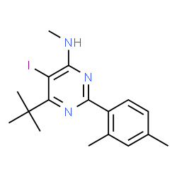 ChemSpider 2D Image | 2-(2,4-Dimethylphenyl)-5-iodo-N-methyl-6-(2-methyl-2-propanyl)-4-pyrimidinamine | C17H22IN3