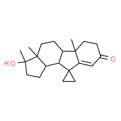 ChemSpider 2D Image | 3-Hydroxy-3,3a,5b-trimethyl-1,2,3,3a,4,5,5a,5b,6,7,10a,10b-dodecahydro-8H-spiro[cyclopenta[a]fluorene-10,1'-cyclopropan]-8-one | C21H30O2