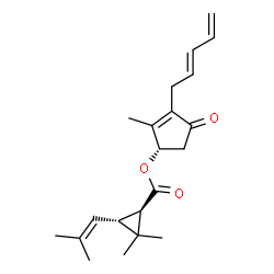 ChemSpider 2D Image | (1S)-2-Methyl-4-oxo-3-[(2E)-2,4-pentadien-1-yl]-2-cyclopenten-1-yl (1R,3R)-2,2-dimethyl-3-(2-methyl-1-propen-1-yl)cyclopropanecarboxylate | C21H28O3
