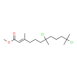 ChemSpider 2D Image | Methyl (2E)-7,11-dichloro-3,7,11-trimethyl-2-dodecenoate | C16H28Cl2O2