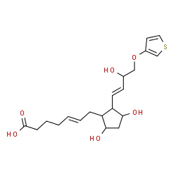 ChemSpider 2D Image | 7-[3,5-Dihydroxy-2-[3-hydroxy-4-(3-thienyloxy)-1-butenyl]cyclopentyl]-5-heptenoic Acid | C20H28O6S