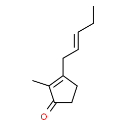 ChemSpider 2D Image | 2-Methyl-3-[(2E)-2-penten-1-yl]-2-cyclopenten-1-one | C11H16O