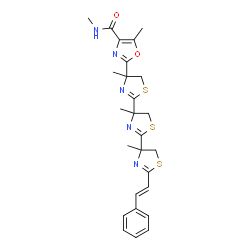 ChemSpider 2D Image | N,5-Dimethyl-2-{4,4',4''-trimethyl-2''-[(E)-2-phenylvinyl]-4,4',4'',5,5',5''-hexahydro-2,4':2',4''-ter-1,3-thiazol-4-yl}-1,3-oxazole-4-carboxamide | C26H29N5O2S3