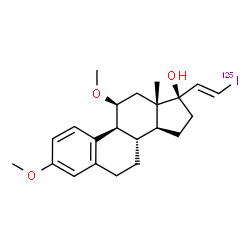 ChemSpider 2D Image | (11beta,17alpha,20E)-21-(~125~I)Iodo-3,11-dimethoxy-19-norpregna-1,3,5(10),20-tetraen-17-ol | C22H29125IO3