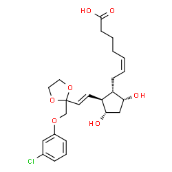 ChemSpider 2D Image | (5Z)-7-{(1S,2S,3S,5R)-2-[(E)-2-{2-[(3-Chlorophenoxy)methyl]-1,3-dioxolan-2-yl}vinyl]-3,5-dihydroxycyclopentyl}-5-heptenoic acid | C24H31ClO7