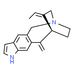 ChemSpider 2D Image | (13S,14E)-14-Ethylidene-12-methylene-1,8-diazatetracyclo[11.2.2.0~3,11~.0~5,9~]heptadeca-3(11),4,6,9-tetraene | C18H20N2