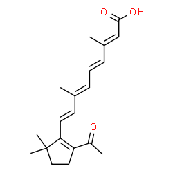 ChemSpider 2D Image | (2E,4E,6E,8E)-9-(2-Acetyl-5,5-dimethyl-1-cyclopenten-1-yl)-3,7-dimethyl-2,4,6,8-nonatetraenoic acid | C20H26O3