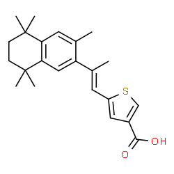 ChemSpider 2D Image | 5-[(1E)-2-(3,5,5,8,8-Pentamethyl-5,6,7,8-tetrahydro-2-naphthalenyl)-1-propen-1-yl]-3-thiophenecarboxylic acid | C23H28O2S