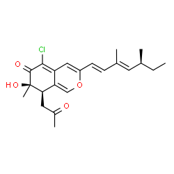 ChemSpider 2D Image | (7R,8R)-5-Chloro-3-[(1E,3E,5S)-3,5-dimethyl-1,3-heptadien-1-yl]-7-hydroxy-7-methyl-8-(2-oxopropyl)-7,8-dihydro-6H-isochromen-6-one | C22H27ClO4