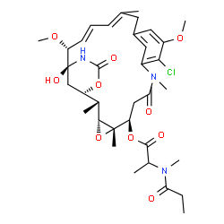 ChemSpider 2D Image | (1S,2R,3R,5S,6S,20R,21S)-11-Chloro-21-hydroxy-12,20-dimethoxy-2,5,9,16-tetramethyl-8,23-dioxo-4,24-dioxa-9,22-diazatetracyclo[19.3.1.1~10,14~.0~3,5~]hexacosa-10(26),11,13,16,18-pentaen-6-yl 2-[methyl(
propionyl)amino]propanoate | C35H48ClN3O10