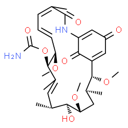 ChemSpider 2D Image | (8R,9R,12R,13S,14R,16S,17R)-13-Hydroxy-8,14,17-trimethoxy-4,10,12,16-tetramethyl-3,20,22-trioxo-2-azabicyclo[16.3.1]docosa-1(21),4,6,10,18-pentaen-9-yl carbamate | C29H40N2O9