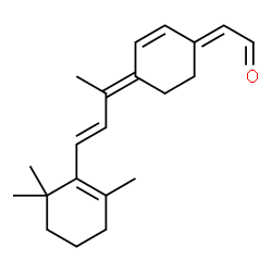 ChemSpider 2D Image | (2E)-{(4E)-4-[(3E)-4-(2,6,6-Trimethyl-1-cyclohexen-1-yl)-3-buten-2-ylidene]-2-cyclohexen-1-ylidene}acetaldehyde | C21H28O