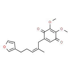ChemSpider 2D Image | 5-[(2Z)-5-(3-Furyl)-2-methyl-2-penten-1-yl]-2,3-dimethoxy-1,4-benzoquinone | C18H20O5